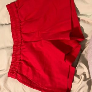 Red J.Crew shorts.
